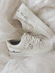 Rhinestone & Pearl Wedding Sneakers: Personalized Bridal Air Force 1