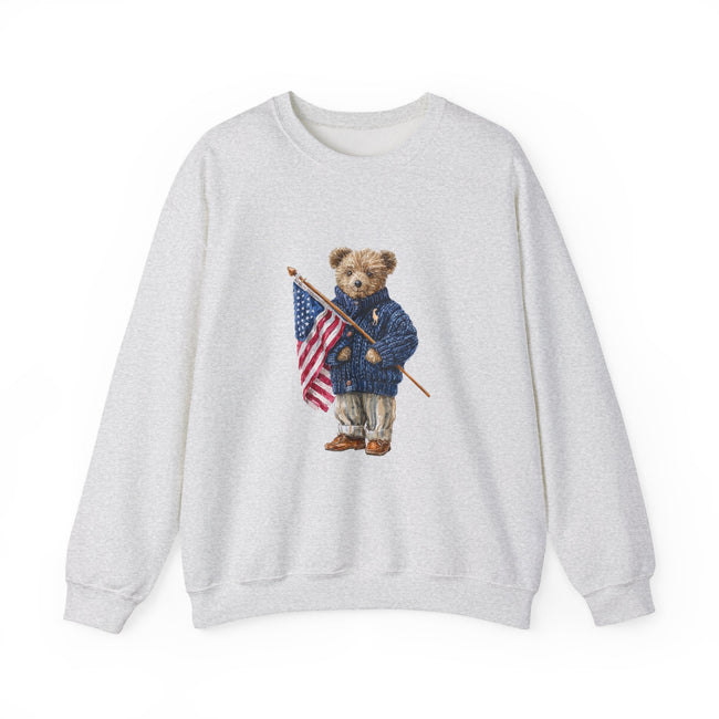Teddy Bear Holding American Flag sweatshirt | Patriotic Vintage Bear design