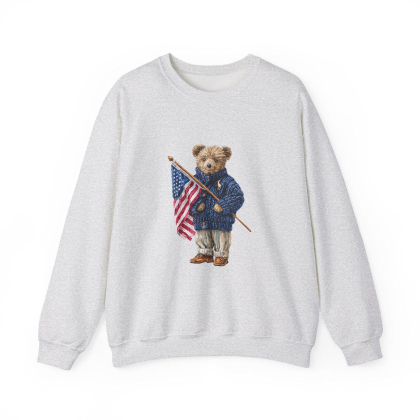 Teddy Bear Holding American Flag sweatshirt | Patriotic Vintage Bear design