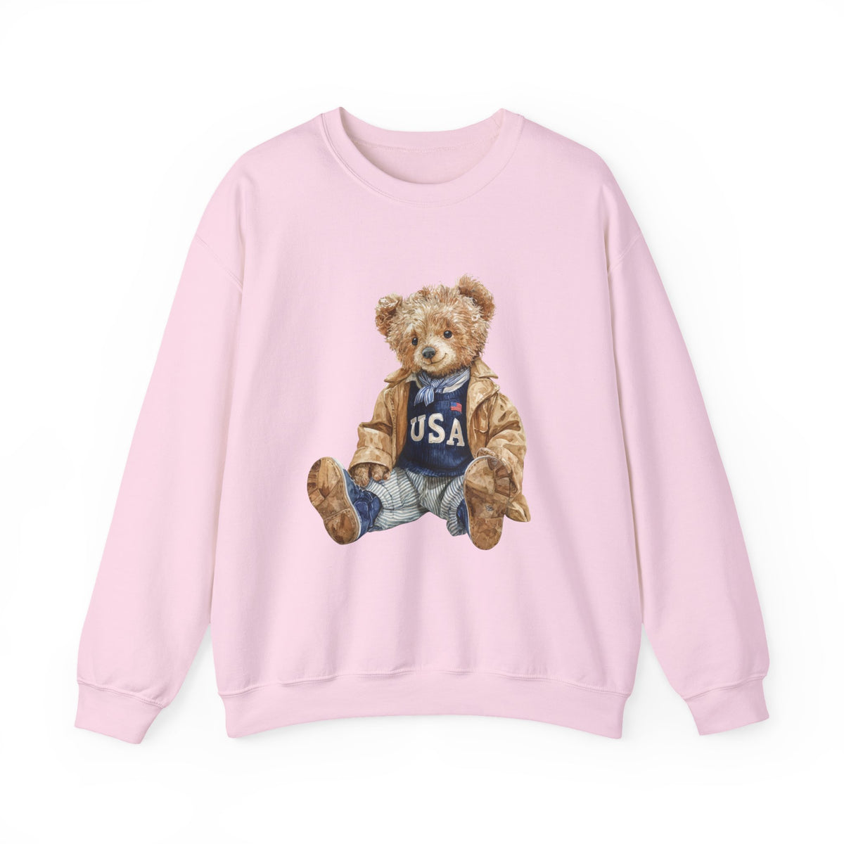 Teddy Bear Wearing USA Sweatshirt | Vintage Bear Crewneck