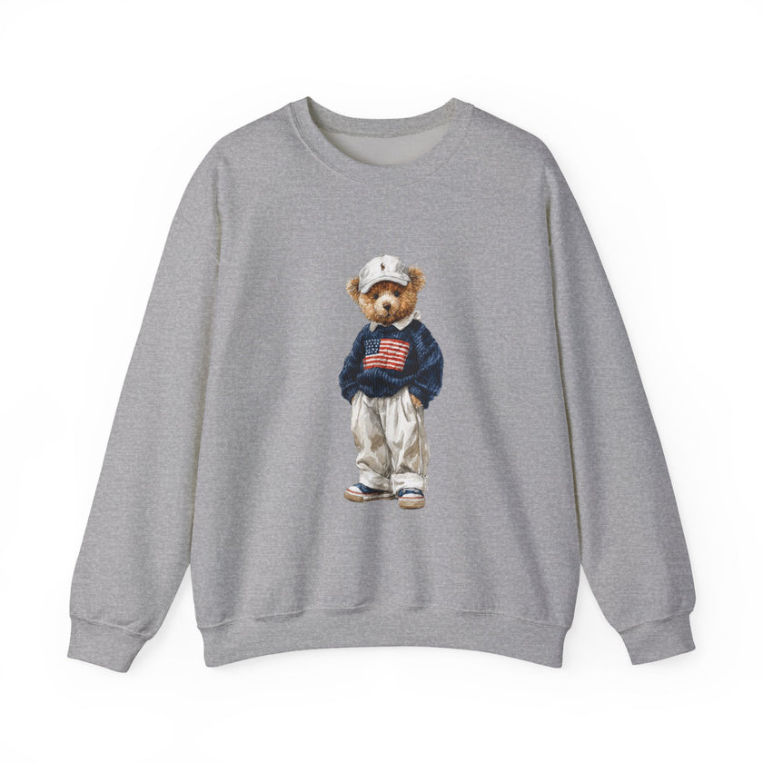 Flag Sweater Bear sweatshirt | Teddy Bear with American Flag crewneck