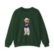 Bear Wearing Flag Sweater Crewneck Sweatshirt | Vintage Polo Bear Design