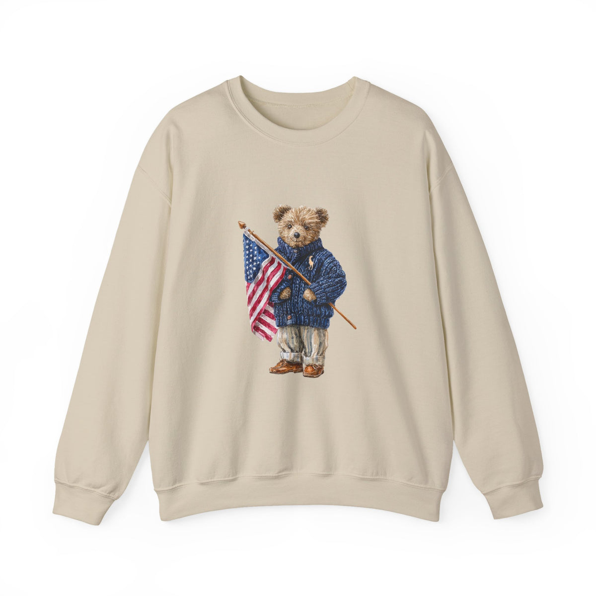 Teddy Bear Holding American Flag sweatshirt | Patriotic Vintage Bear design
