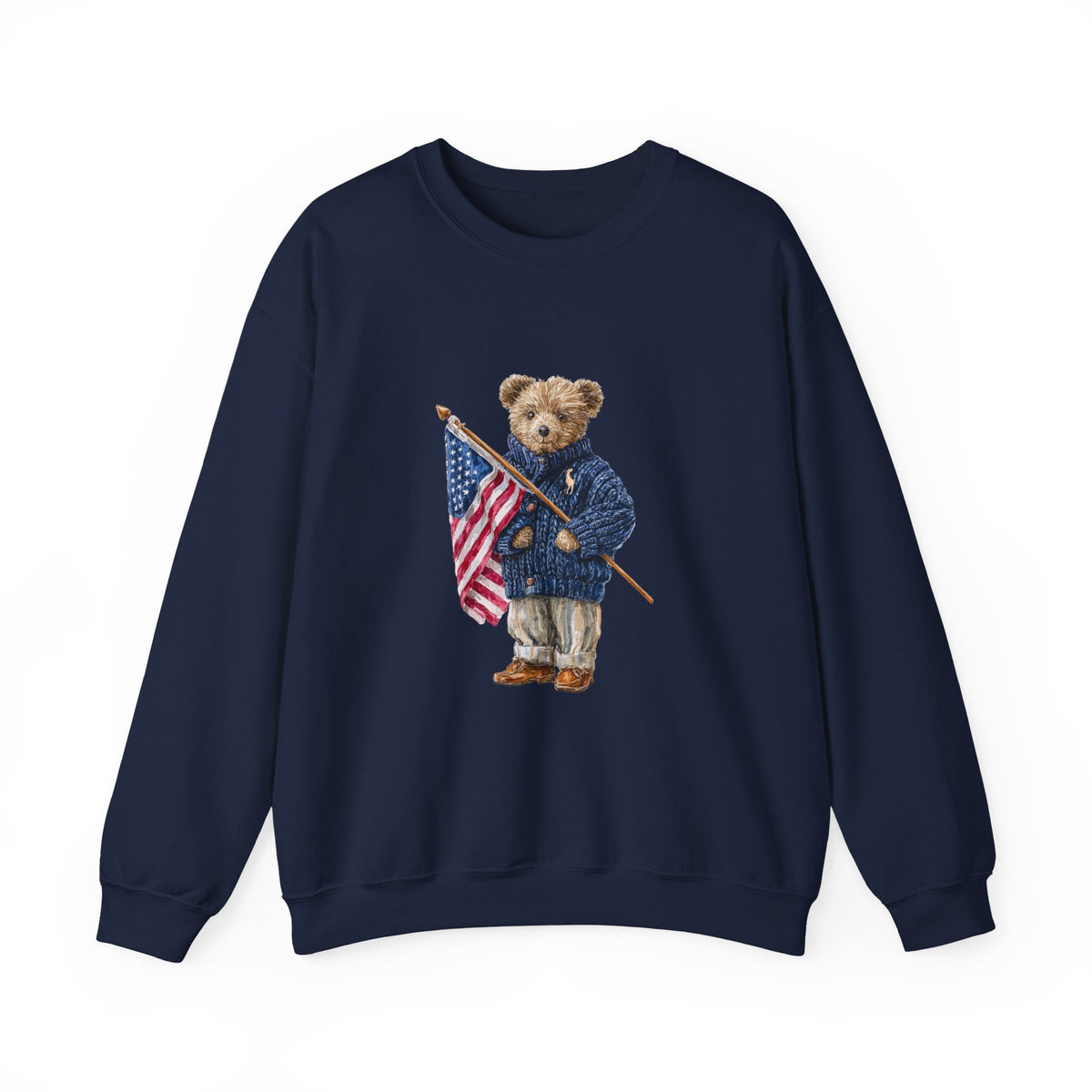 Teddy Bear Holding American Flag sweatshirt | Patriotic Vintage Bear design