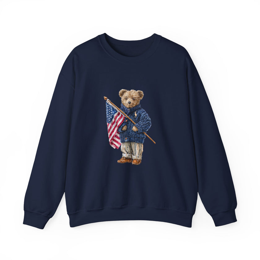 Teddy Bear Holding American Flag sweatshirt | Patriotic Vintage Bear design
