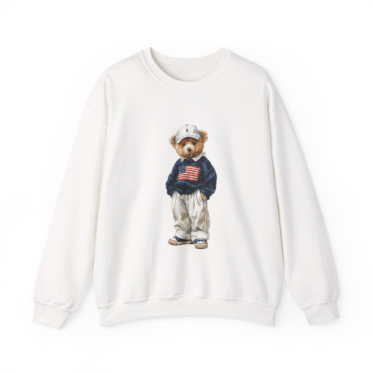 Flag Sweater Bear sweatshirt | Teddy Bear with American Flag crewneck