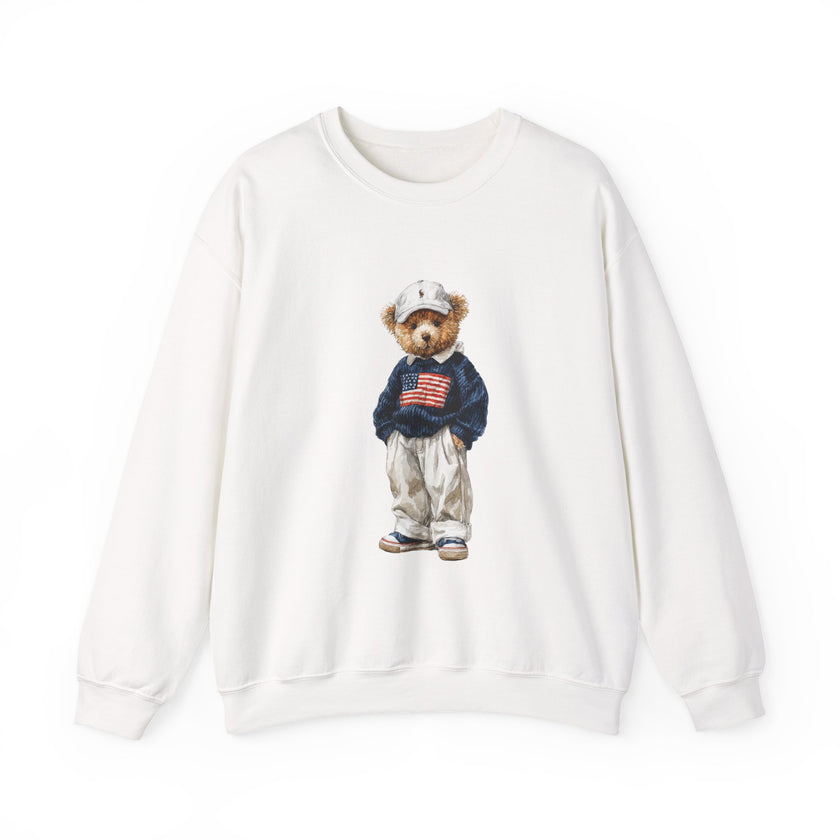 Flag Sweater Bear sweatshirt | Teddy Bear with American Flag crewneck