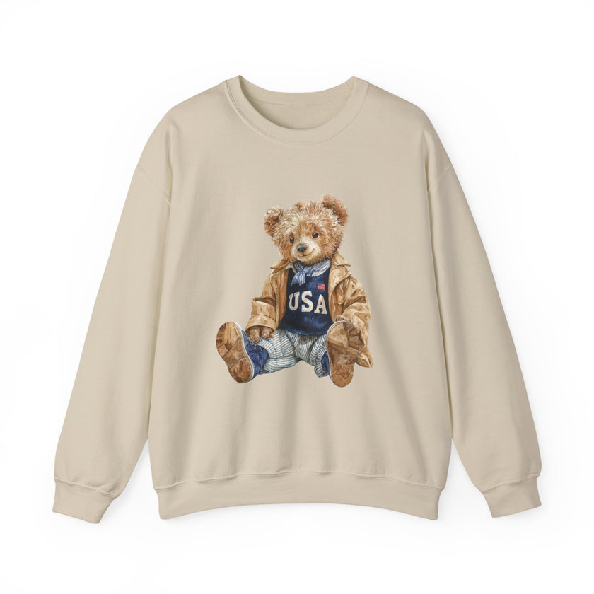 Teddy Bear Wearing USA Sweatshirt | Vintage Bear Crewneck