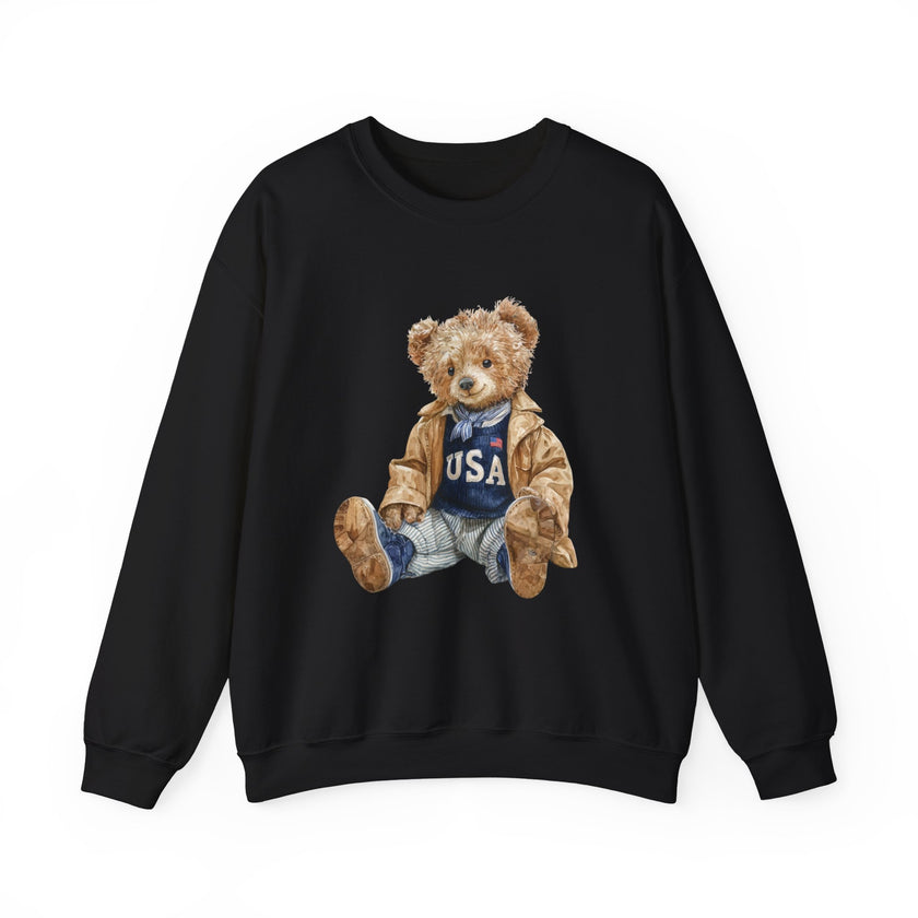 Teddy Bear Wearing USA Sweatshirt | Vintage Bear Crewneck
