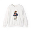 Bear Wearing Flag Sweater Crewneck Sweatshirt | Vintage Polo Bear Design