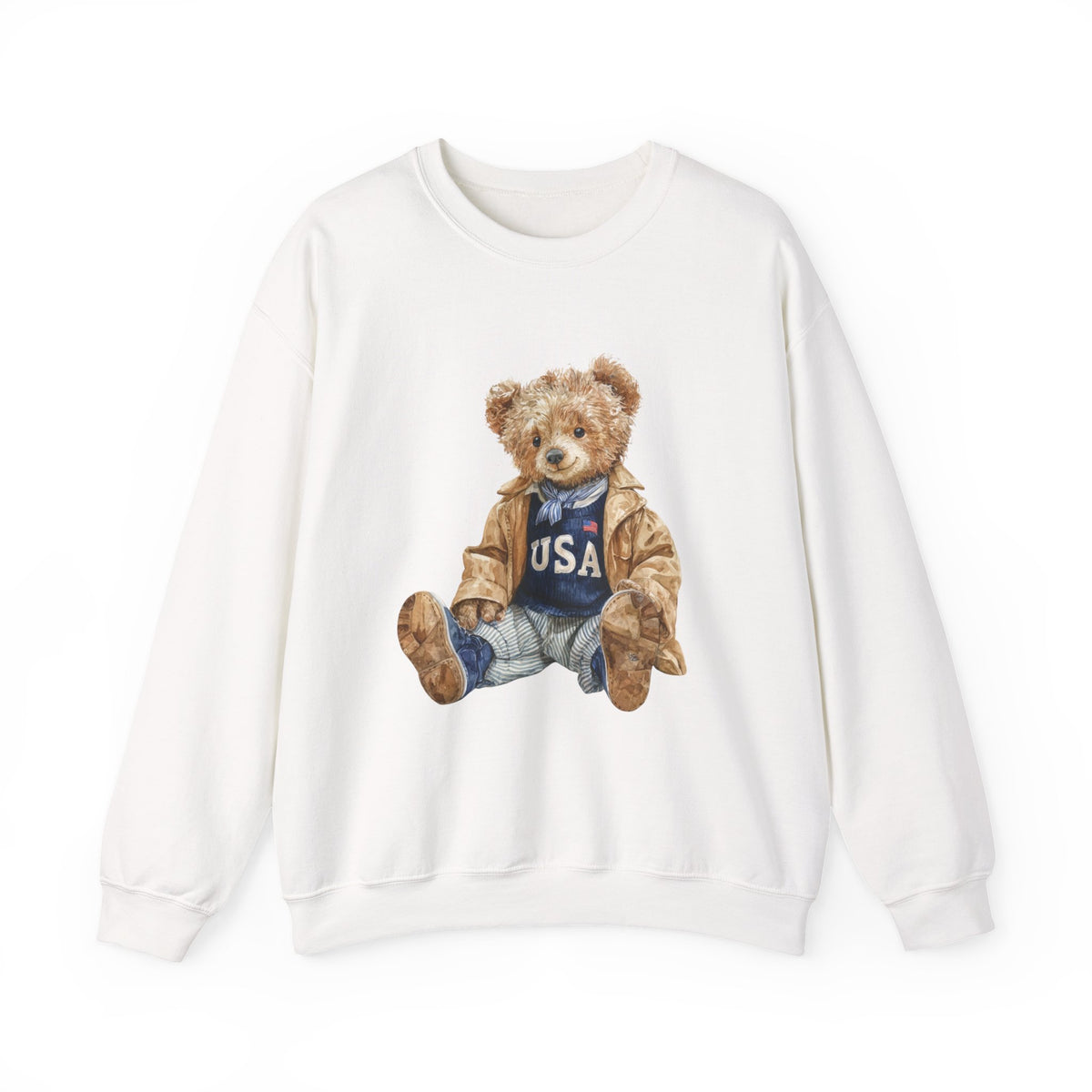 Teddy Bear Wearing USA Sweatshirt | Vintage Bear Crewneck