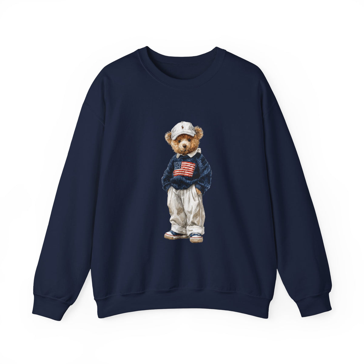 Flag Sweater Bear sweatshirt | Teddy Bear with American Flag crewneck