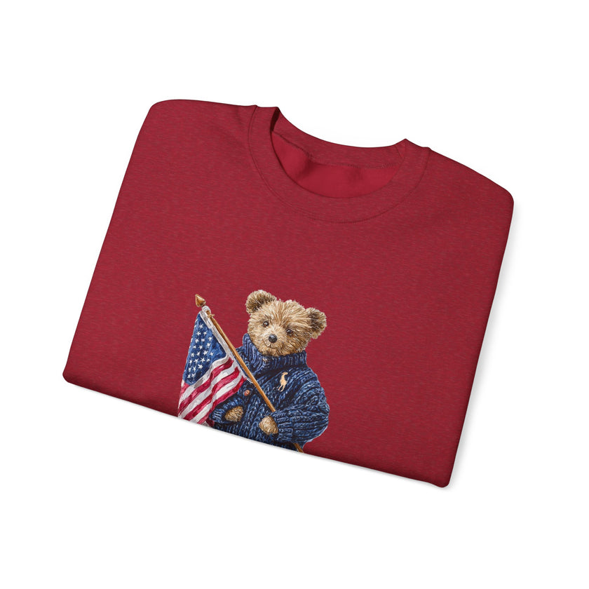 Teddy Bear Holding American Flag sweatshirt | Patriotic Vintage Bear design
