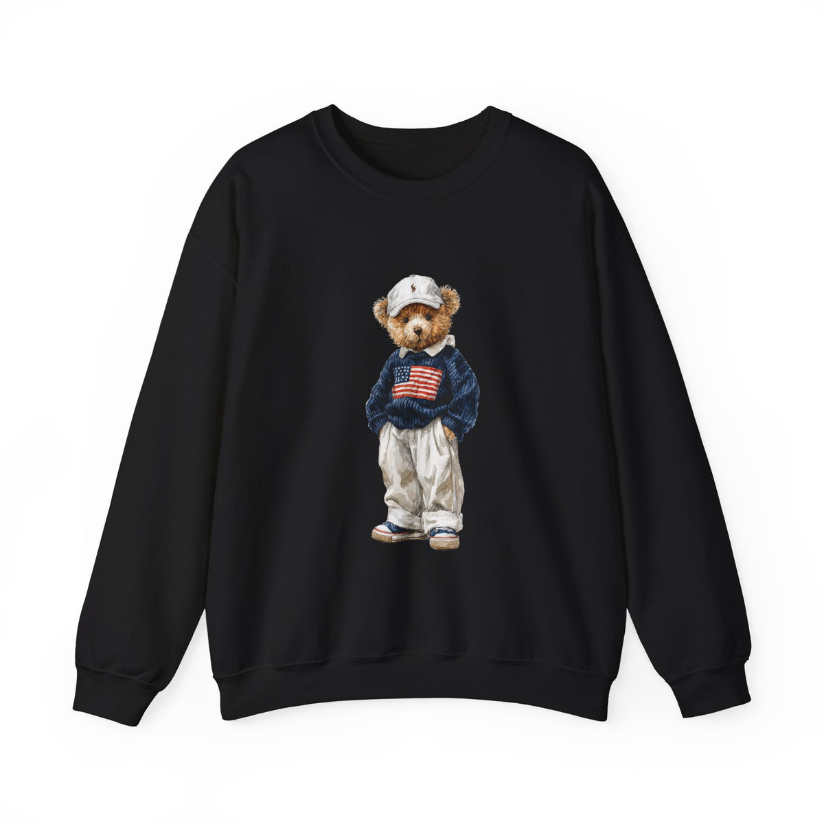 Flag Sweater Bear sweatshirt | Teddy Bear with American Flag crewneck