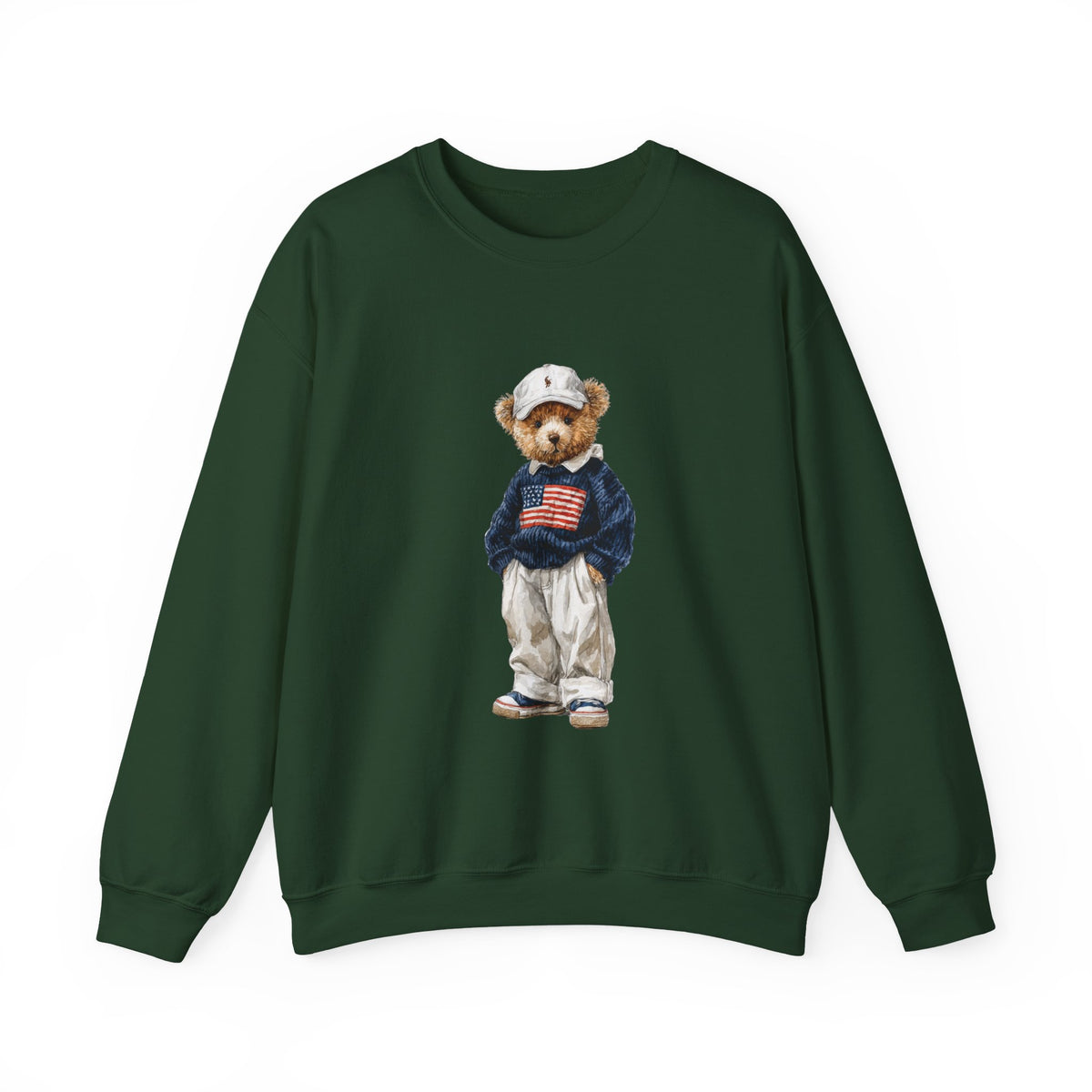 Flag Sweater Bear sweatshirt | Teddy Bear with American Flag crewneck