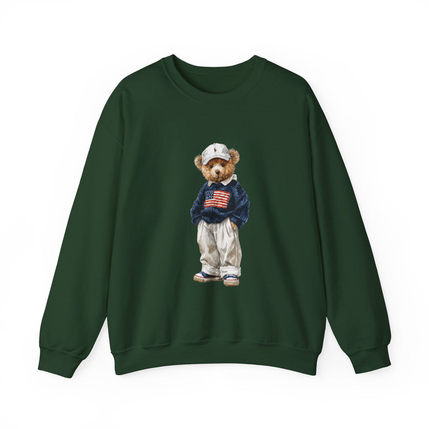 Flag Sweater Bear sweatshirt | Teddy Bear with American Flag crewneck