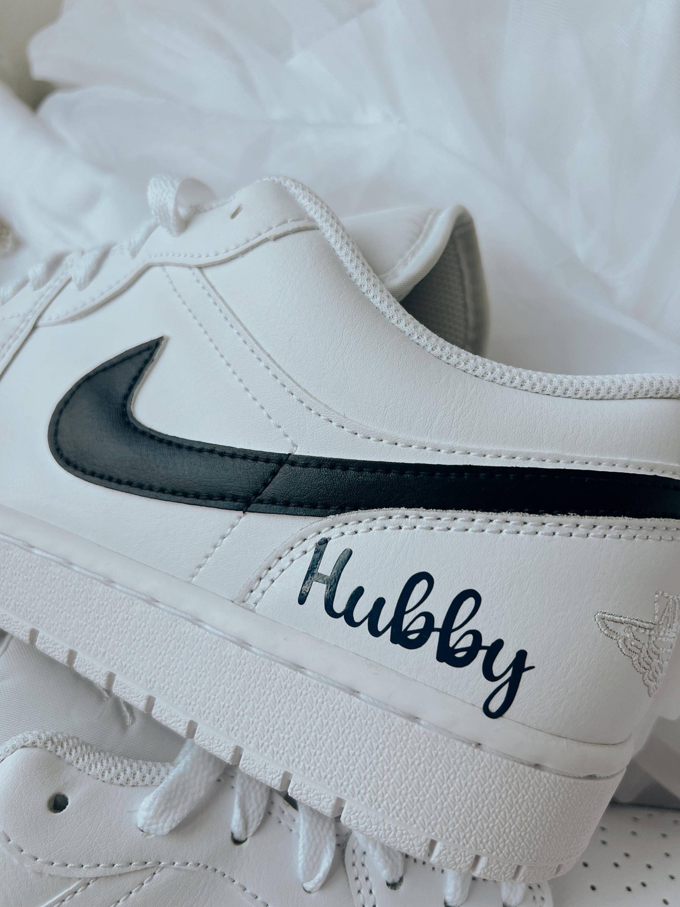 Groom's Painted Swoosh Wedding Sneakers | Custom Nike Air Jordan Low