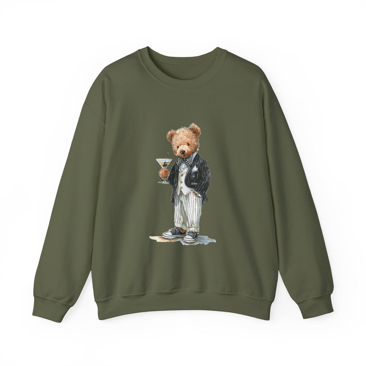 Dapper Teddy Bear Sweatshirt | Cocktail Bear Illustration