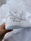 Wedding Shoes Custom Nike Air Force Sage for Bride with White Pink Pearls – Personalized Bridal Sneakers