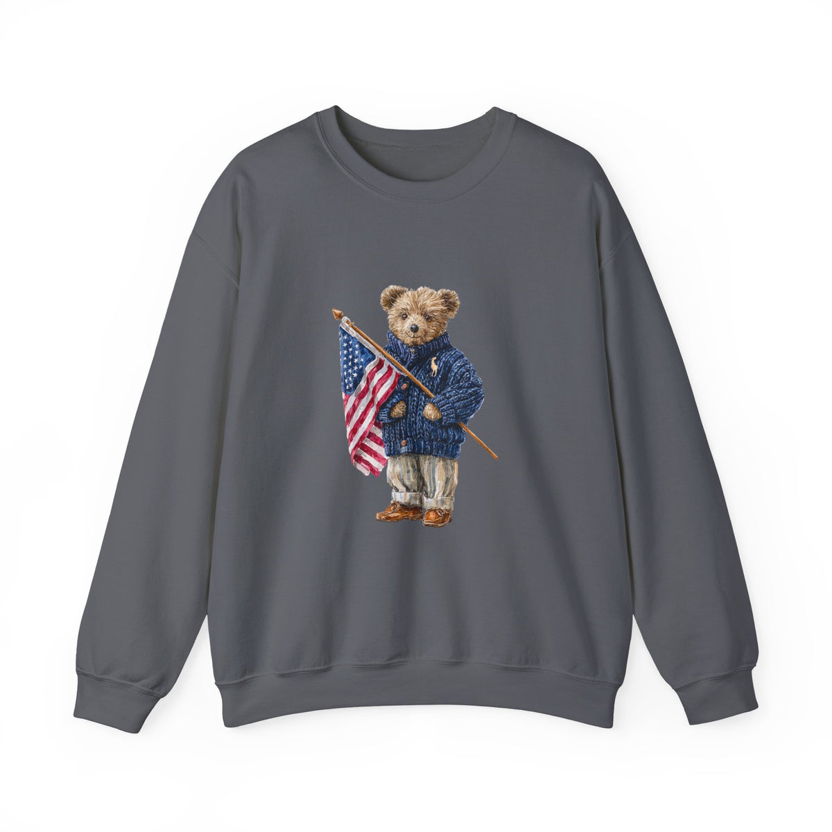 Teddy Bear Holding American Flag sweatshirt | Patriotic Vintage Bear design