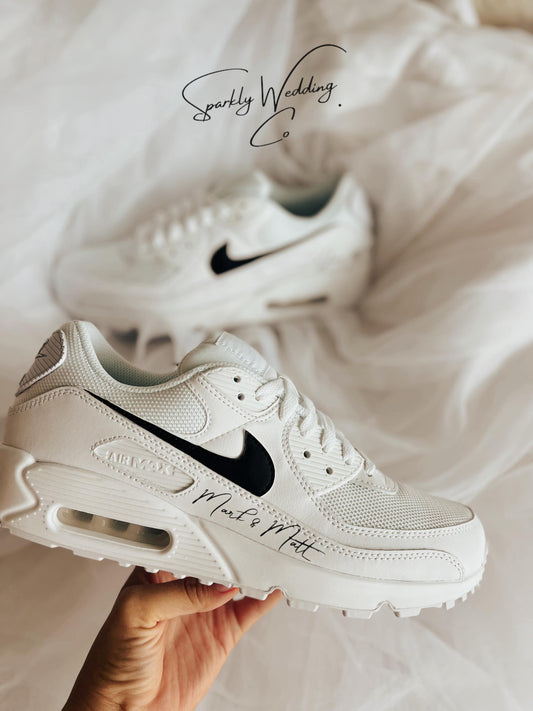 Custom Groom Wedding Sneakers – Nike Air Max 90 Personalized Shoes