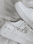 Rhinestone & Pearl Wedding Sneakers: Personalized Bridal Air Force 1