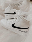 Groom's Painted Swoosh Wedding Sneakers | Custom Nike Air Jordan Mid
