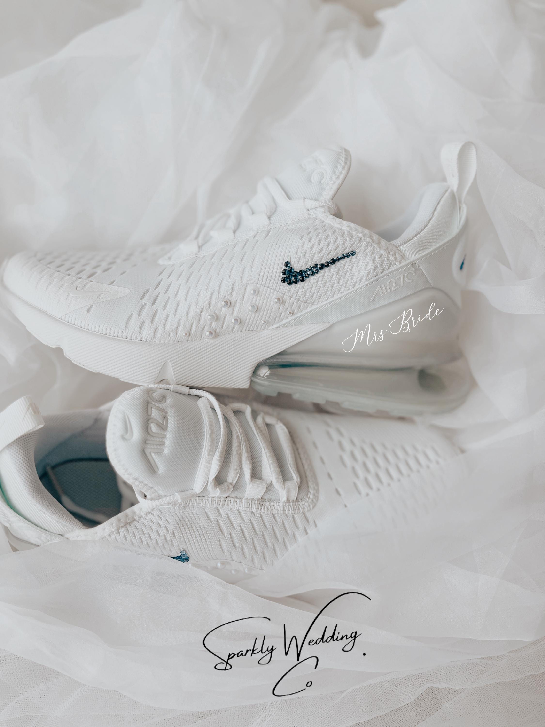 Something Blue Bridal Sneakers | Personalized Nike Air Max 270 Wedding Shoes