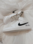 Groom's Painted Swoosh Wedding Sneakers | Custom Nike Air Jordan Mid
