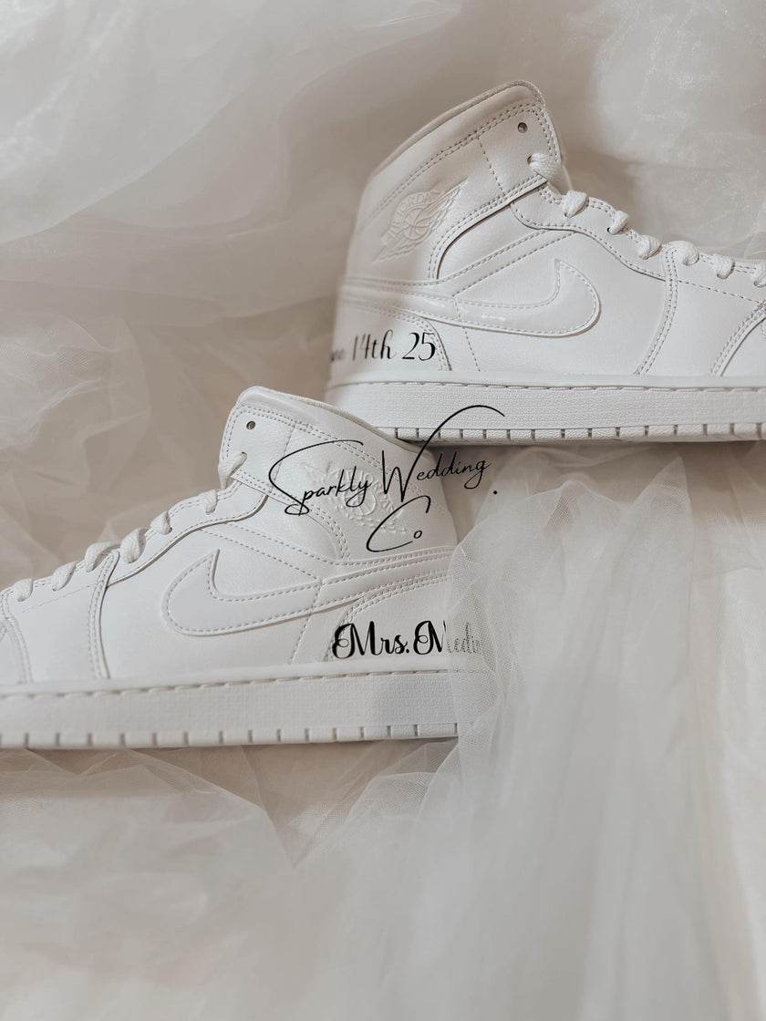 Custom Wedding Air Jordan Sneakers: Groom and bride Personalized Shoes