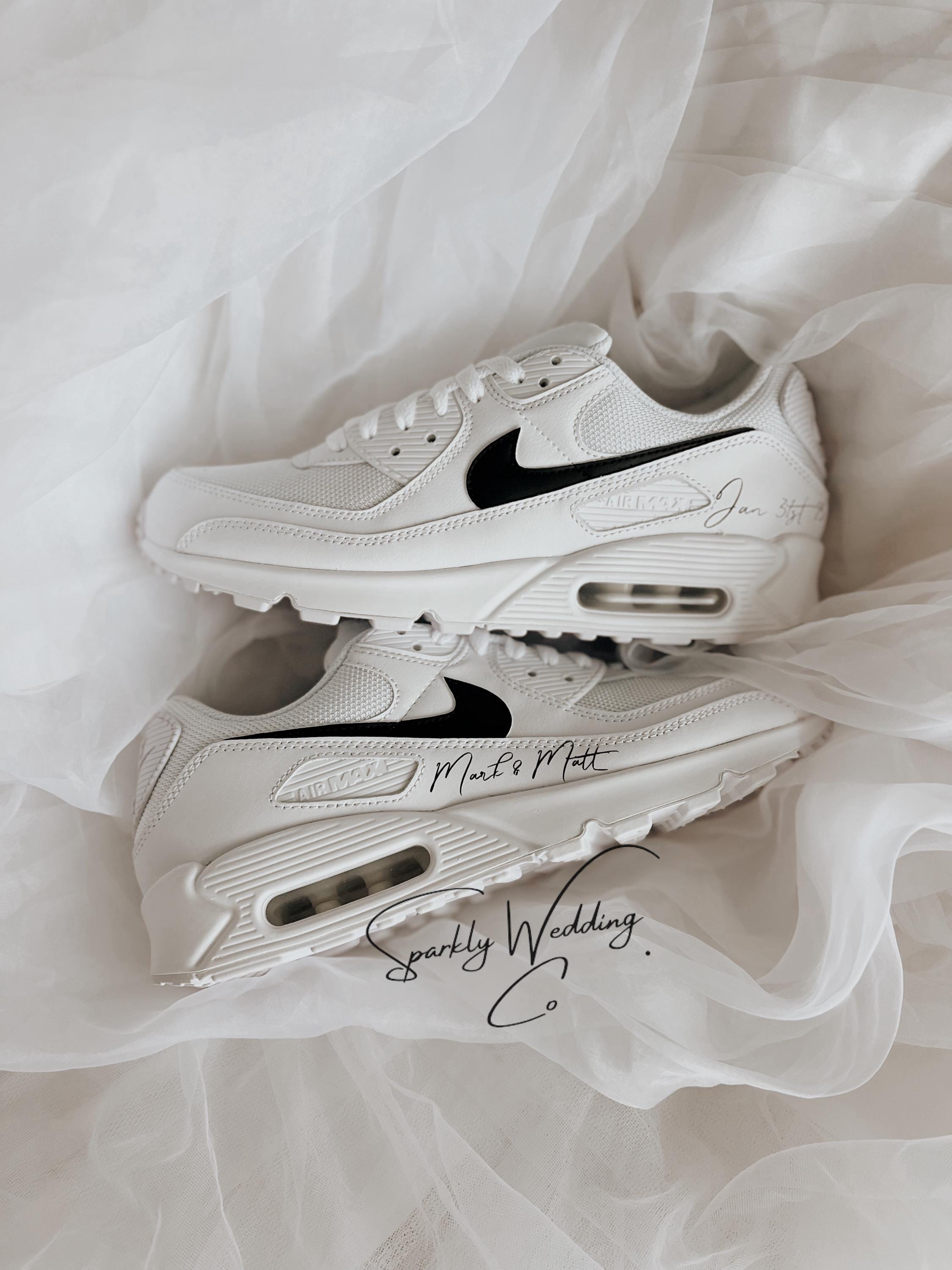 Custom Groom Wedding Sneakers | Personalized Nike Air Max 90 for Men