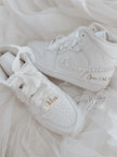 Pearl Swoosh Bridal Sneakers | Custom Nike Air Jordan Mid for Bride