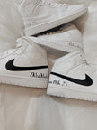 Groom's Painted Swoosh Wedding Sneakers | Custom Nike Air Jordan Mid