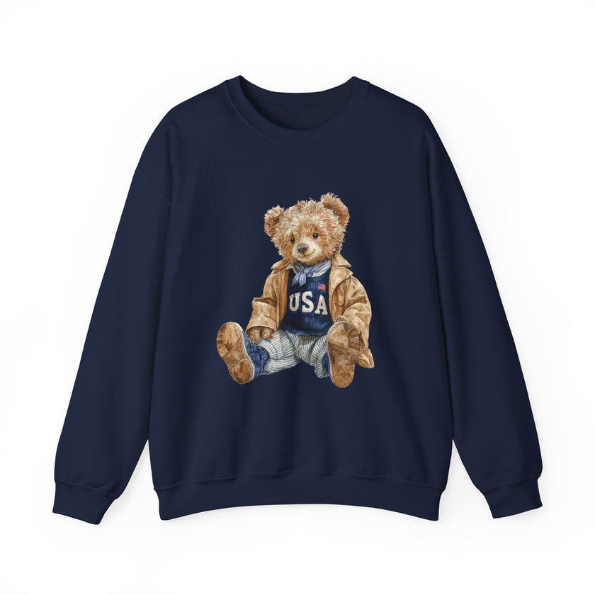 Teddy Bear Wearing USA Sweatshirt | Vintage Bear Crewneck