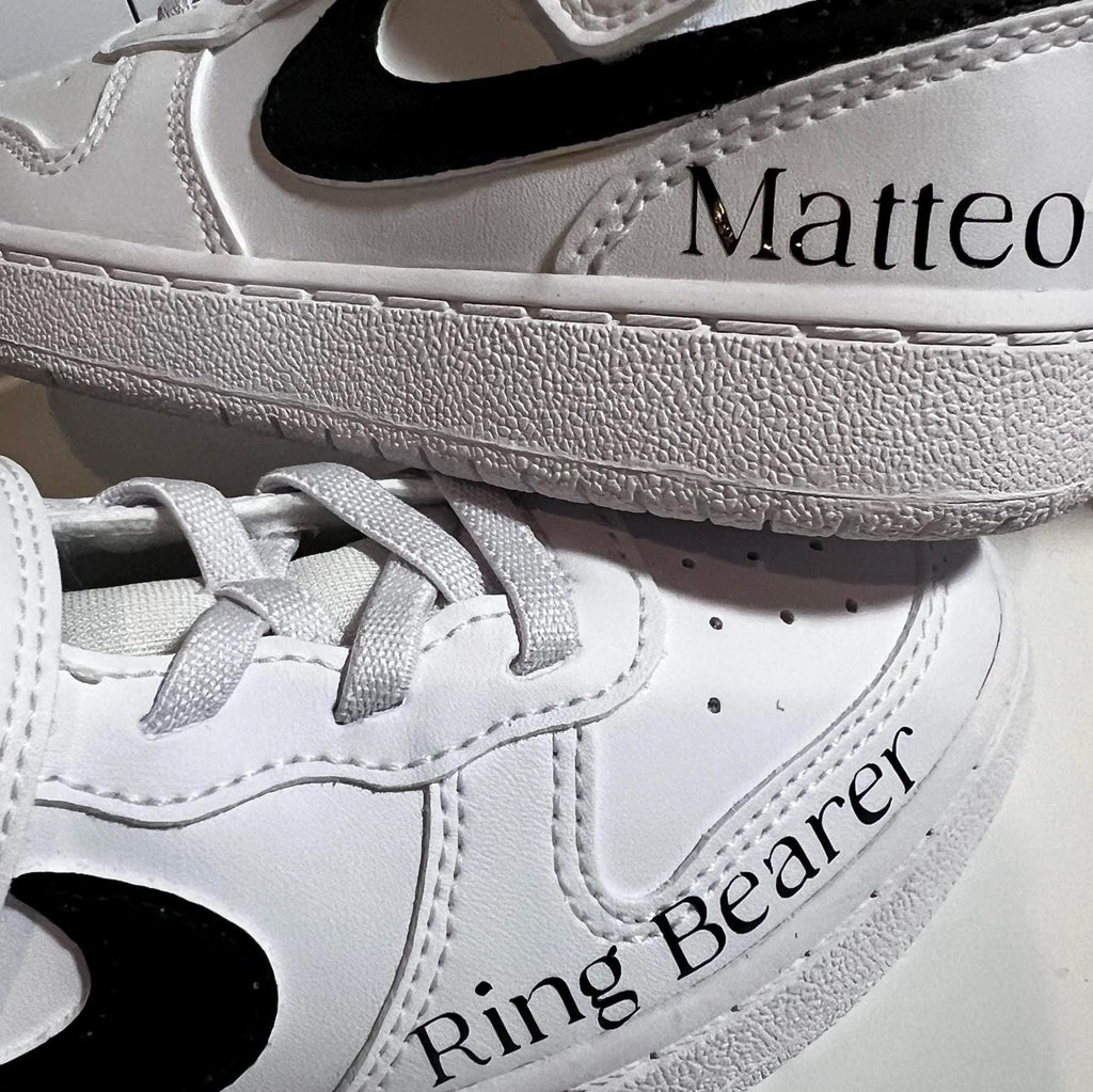 Ring Bearer Kids Custom Sneakers | Personalized Wedding Nike Air Force 1