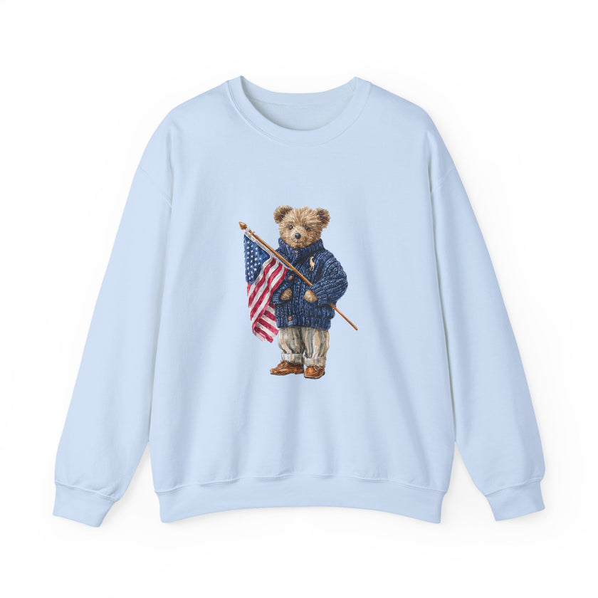 Teddy Bear Holding American Flag sweatshirt | Patriotic Vintage Bear design
