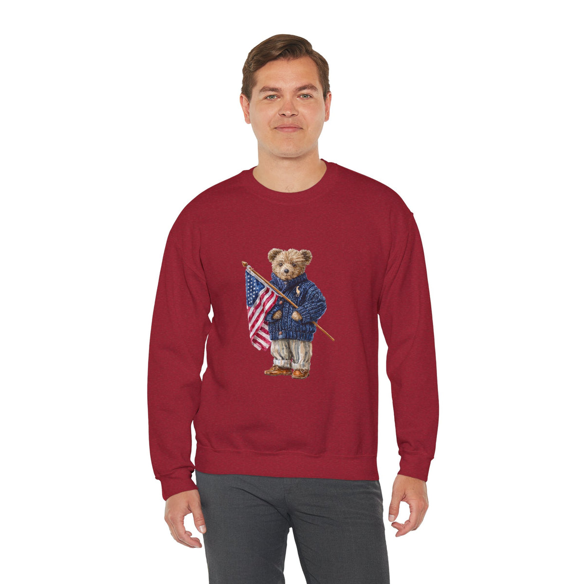 Teddy Bear Holding American Flag sweatshirt | Patriotic Vintage Bear design