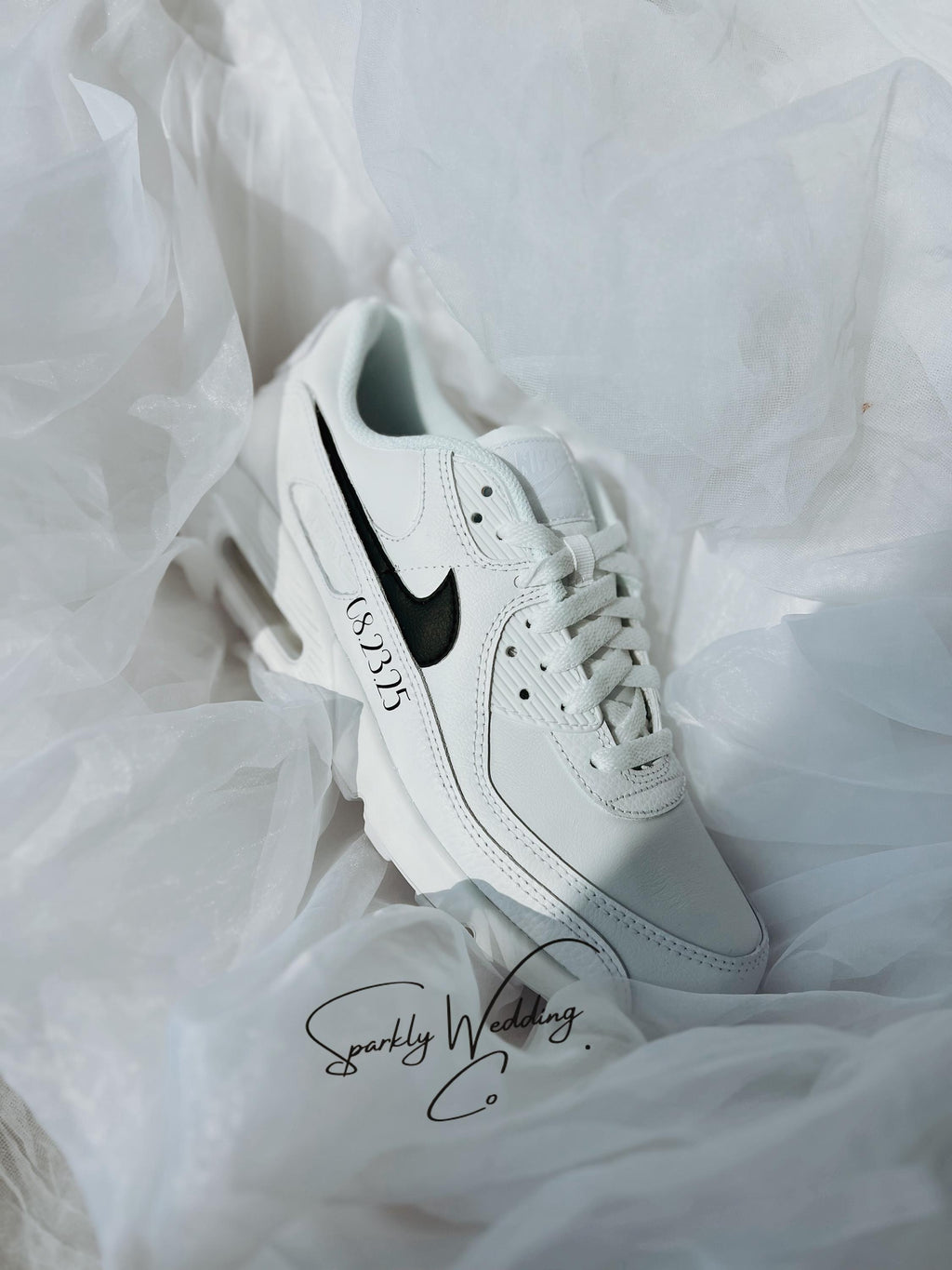 Custom Nike Sneakers for Couples, Bride & Groom Air Max 90, Personalized Wedding Shoes