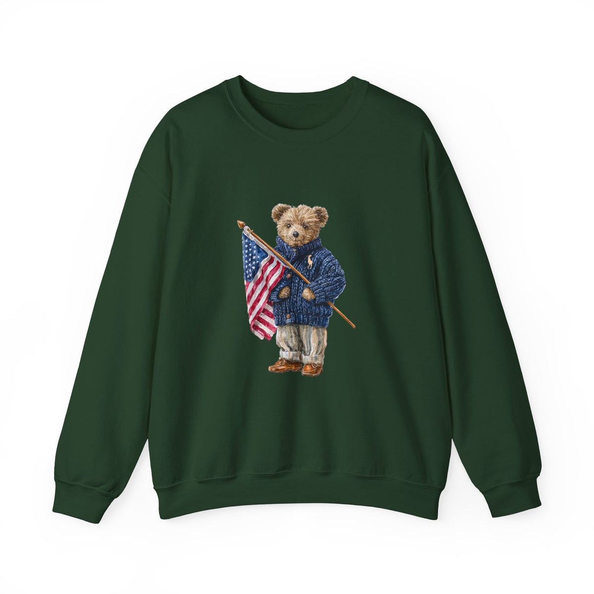 Teddy Bear Holding American Flag sweatshirt | Patriotic Vintage Bear design