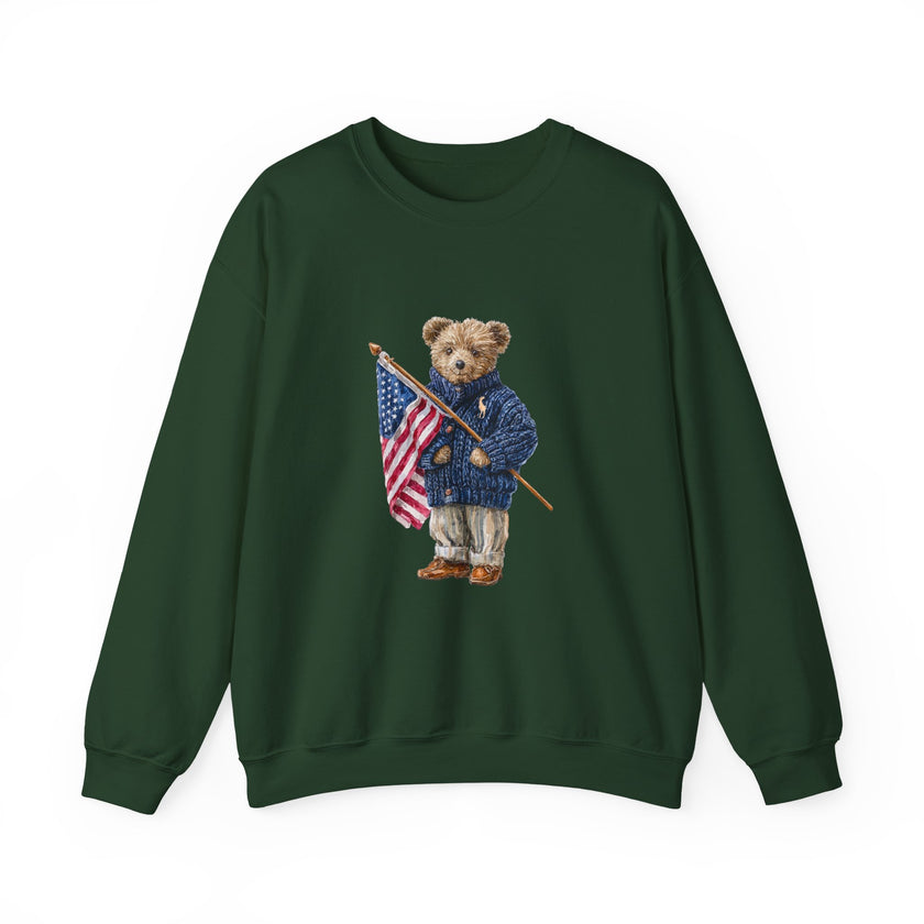 Teddy Bear Holding American Flag sweatshirt | Patriotic Vintage Bear design
