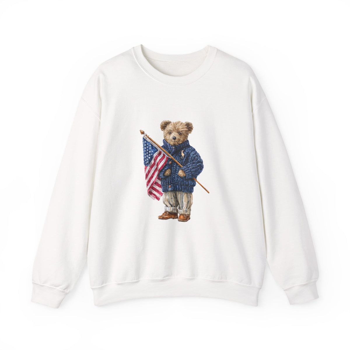 Teddy Bear Holding American Flag sweatshirt | Patriotic Vintage Bear design