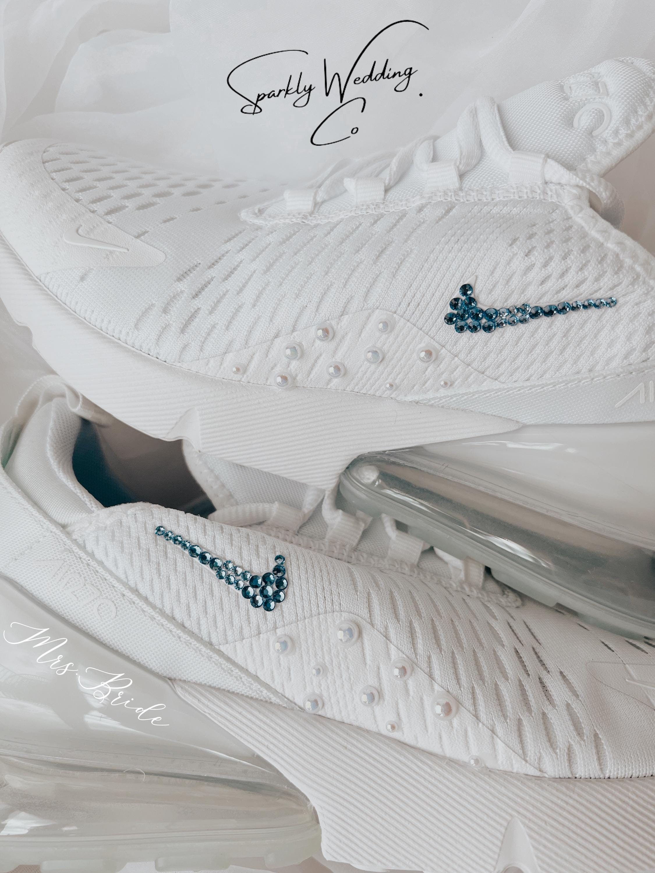 Something Blue Bridal Sneakers | Personalized Nike Air Max 270 Wedding Shoes