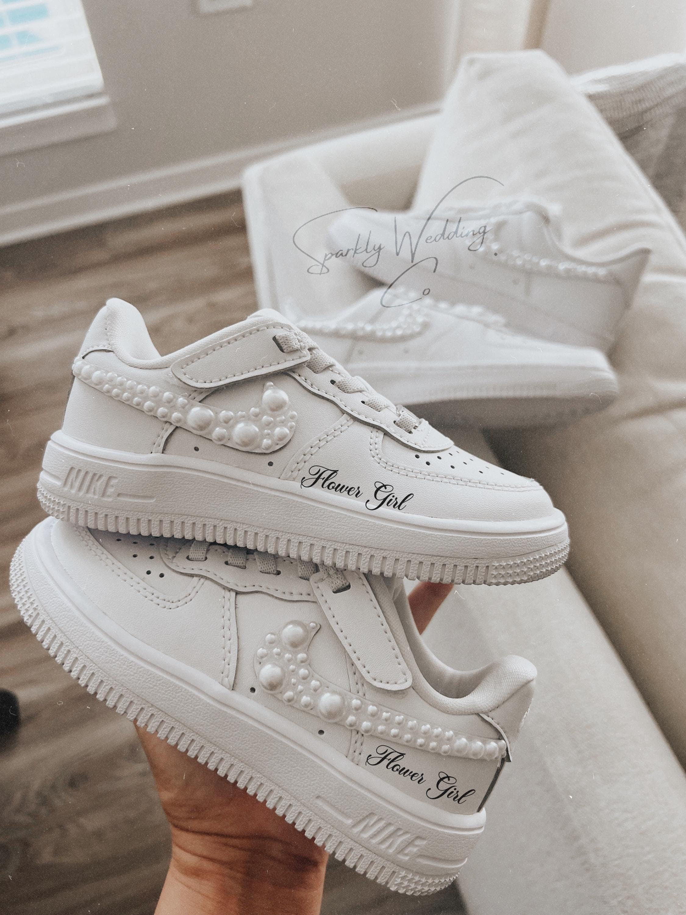Pearl Custom Sneakers: Flower Girl Wedding Shoes
