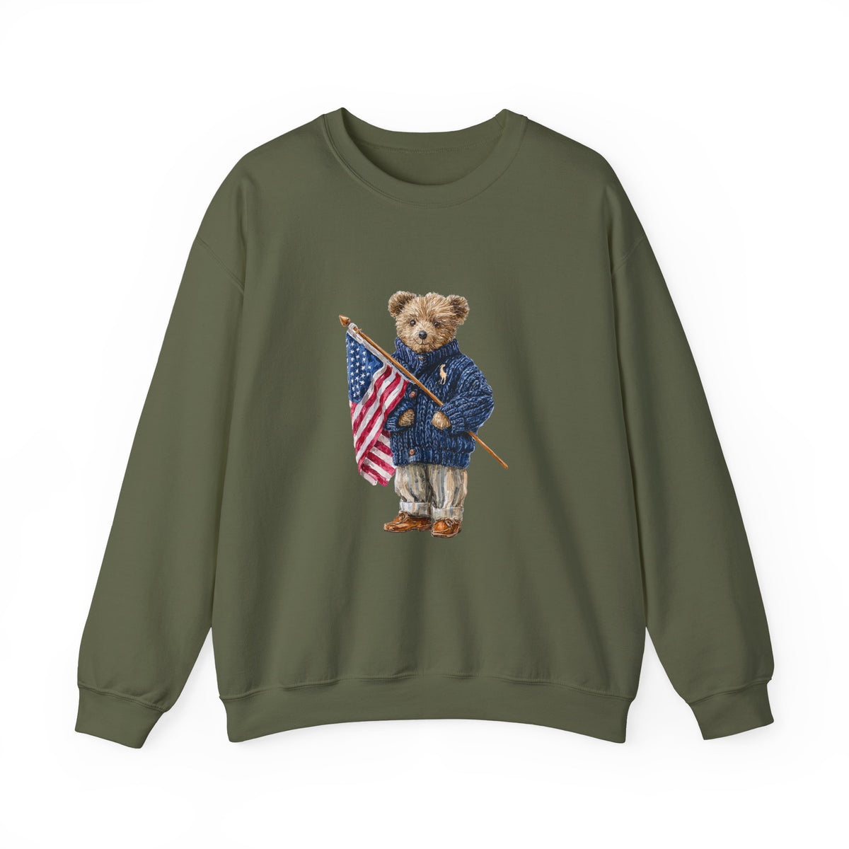 Teddy Bear Holding American Flag sweatshirt | Patriotic Vintage Bear design