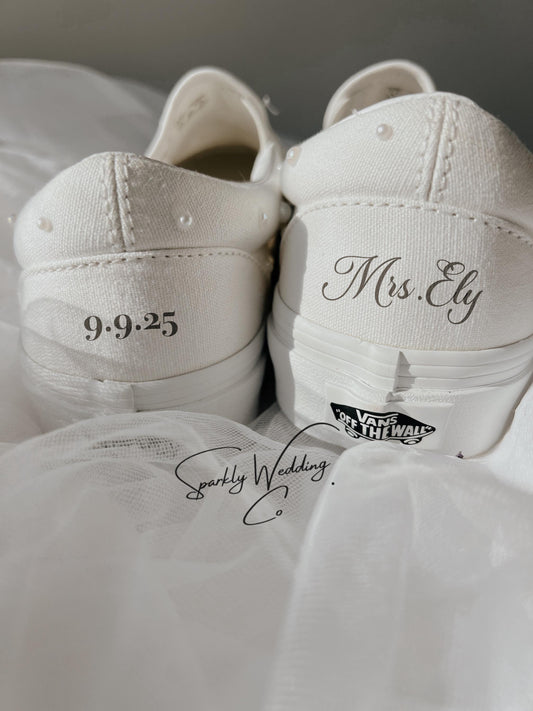 Bridal Wedding Vans Sneakers-Custom Shoes with Name & Date