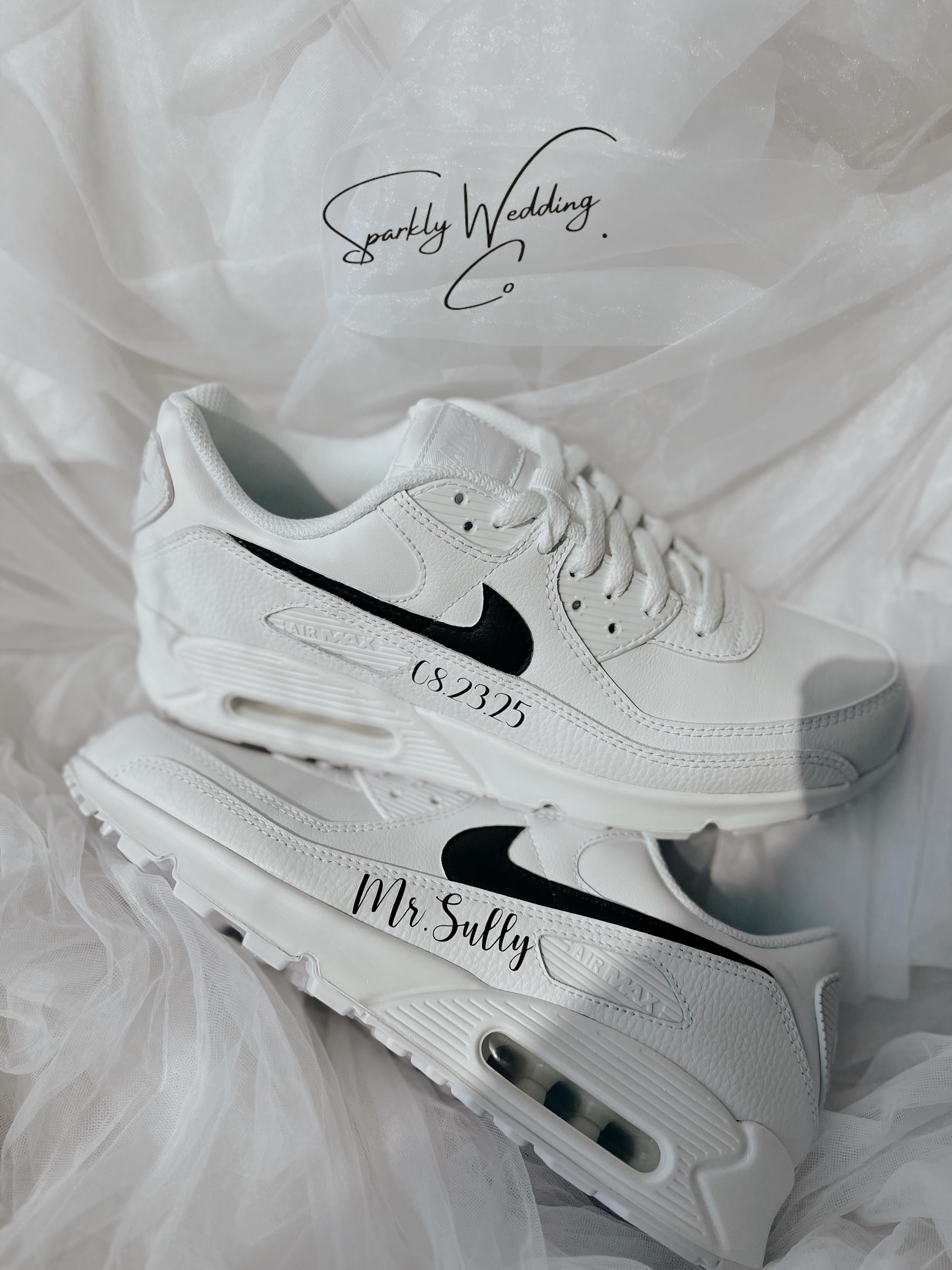 Custom Groom Wedding Sneakers | Personalized Nike Air Max 90 for Men