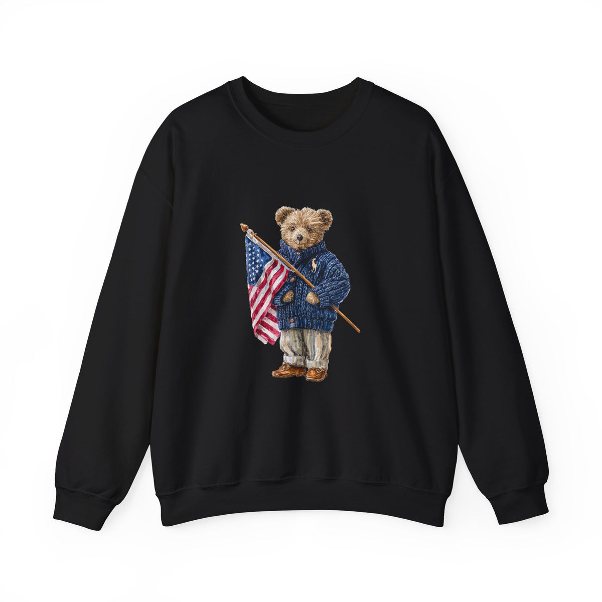 Teddy Bear Holding American Flag sweatshirt | Patriotic Vintage Bear design