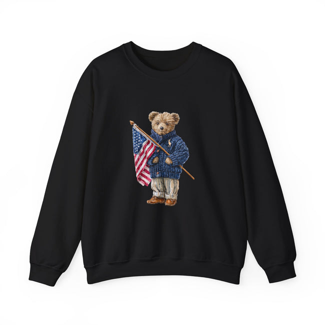Teddy Bear Holding American Flag sweatshirt | Patriotic Vintage Bear design