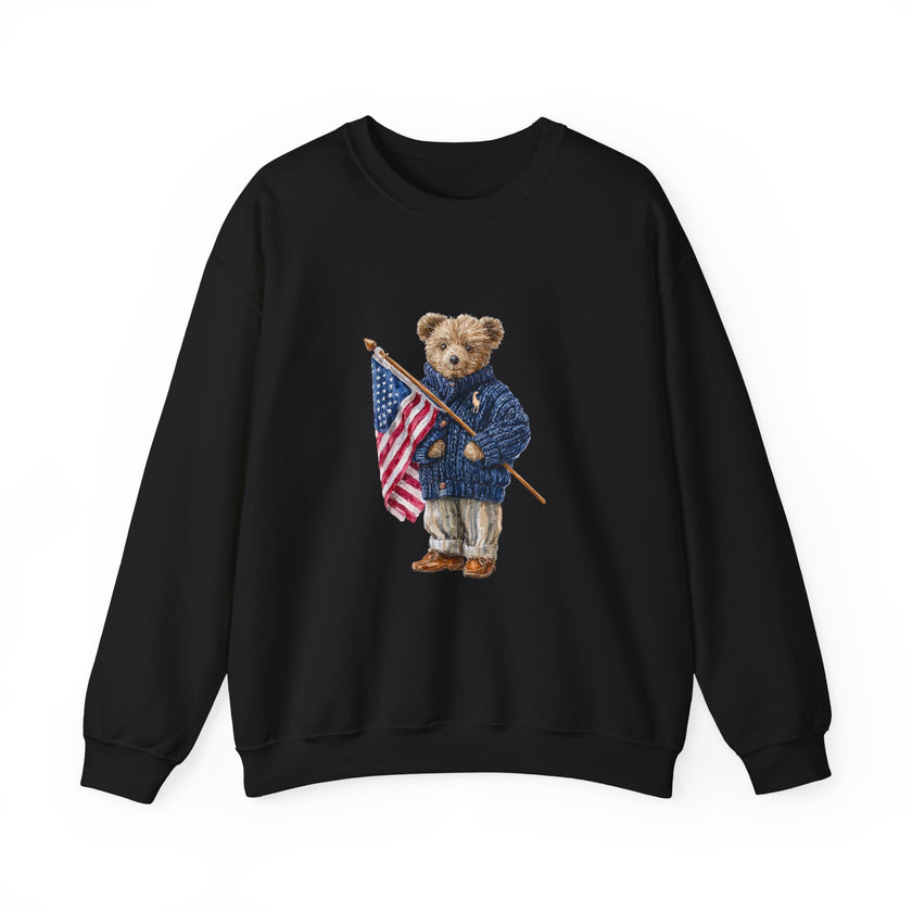 Teddy Bear Holding American Flag sweatshirt | Patriotic Vintage Bear design