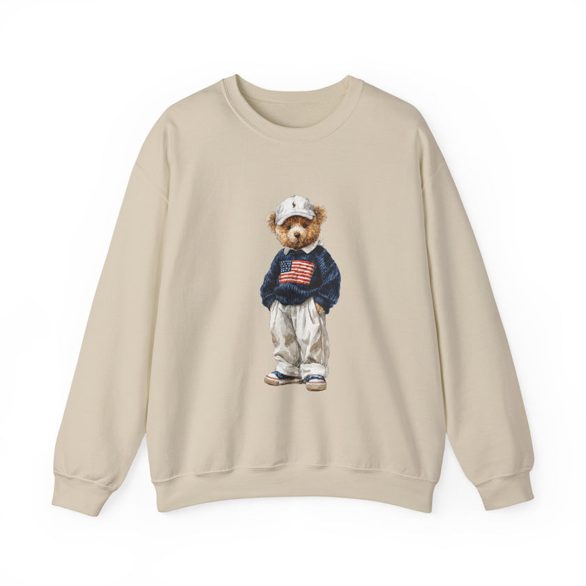 Flag Sweater Bear sweatshirt | Teddy Bear with American Flag crewneck